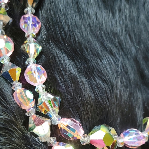 Vintage 50s/60s Double Strand Aurora Borealis Crystal Necklace - Picture 7 of 7
